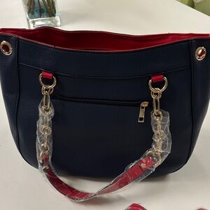 New Navy & Red Women's Handbag by Mia K Collection w/ removable shoulder strap